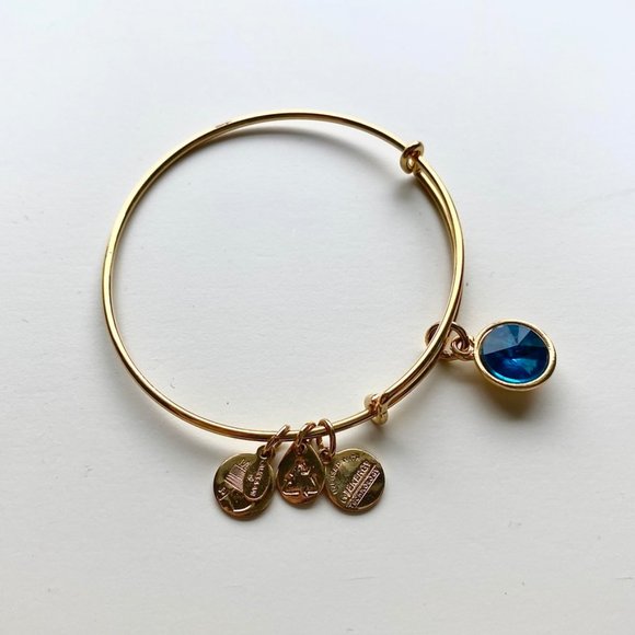 Alex and Ani Blue Zircon Gold Charm Bracelet - Picture 2 of 5